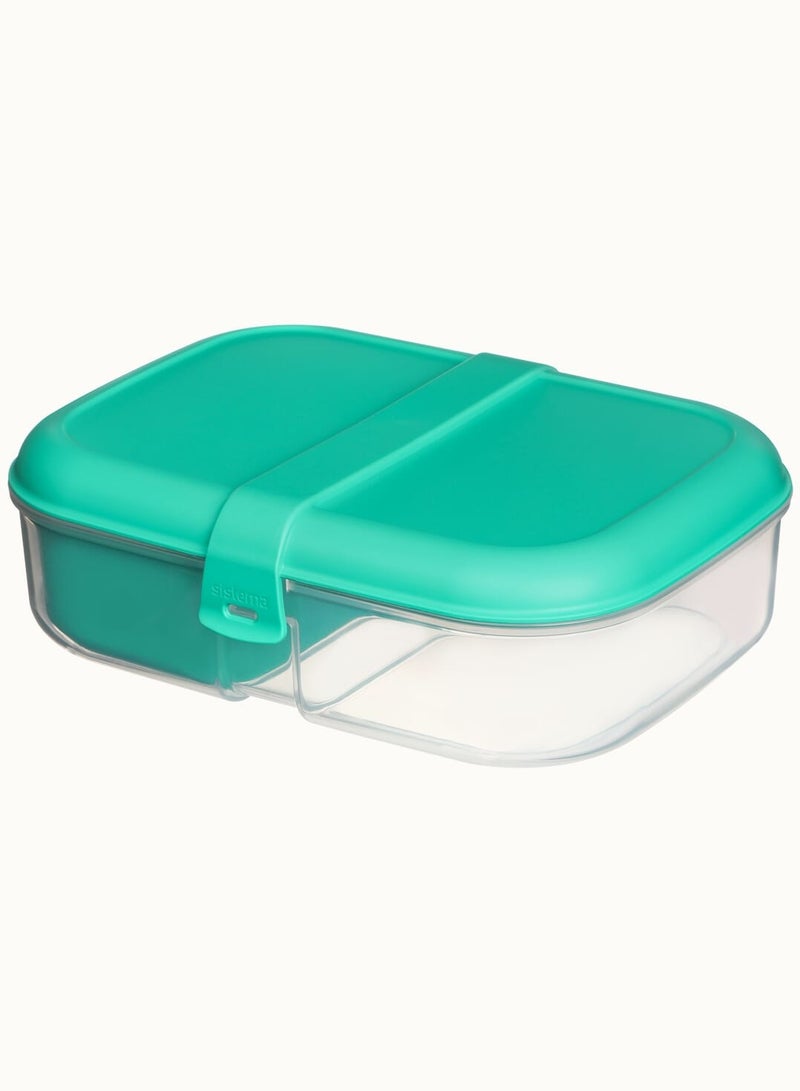 Sistema Teal Ribbon To Go Lunch Box : Portable Meal Container, Food Storage Solution, Lunchbox with Ribbon Design, Convenient Lunch Box - 1.1L