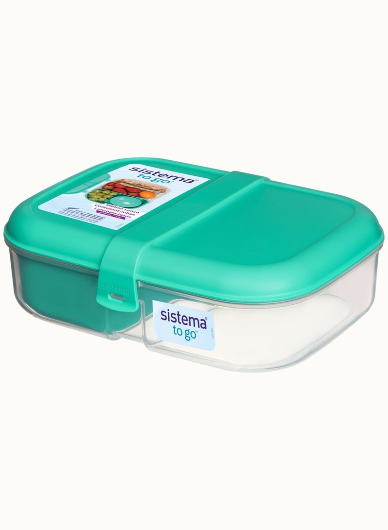 Sistema Teal Ribbon To Go Lunch Box : Portable Meal Container, Food Storage Solution, Lunchbox with Ribbon Design, Convenient Lunch Box - 1.1L