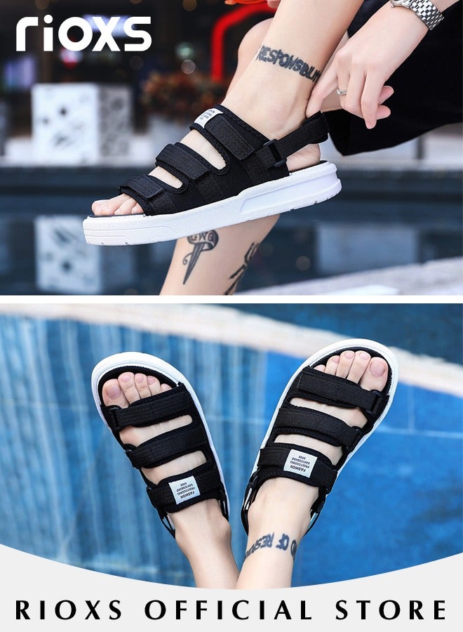 Men's Casual Open Toe Sandals,Water Sandal,Non Slip Beach Sandals,Breathable Sneakers,Pool Slide Adjustable Flat Shoes With Back-Strap