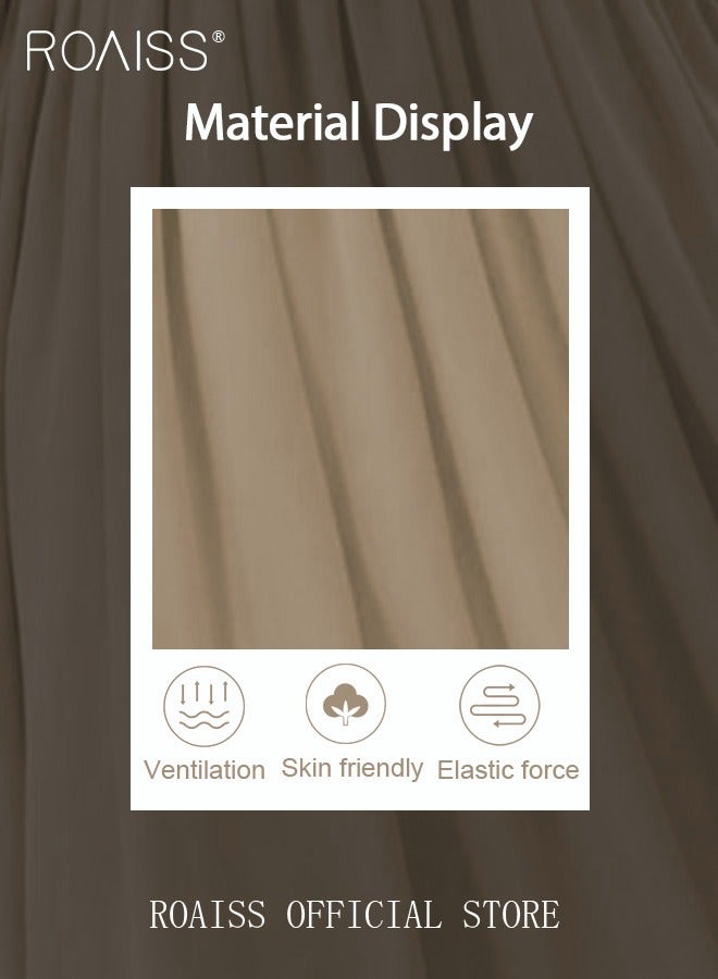 Ladies Dress Solid Color Chiffon Waist Puff Sleeve Long Sleeve Crew Neck High-Rise Abaya Maxi Dress for Ladies Ramadan Eid al-Adha