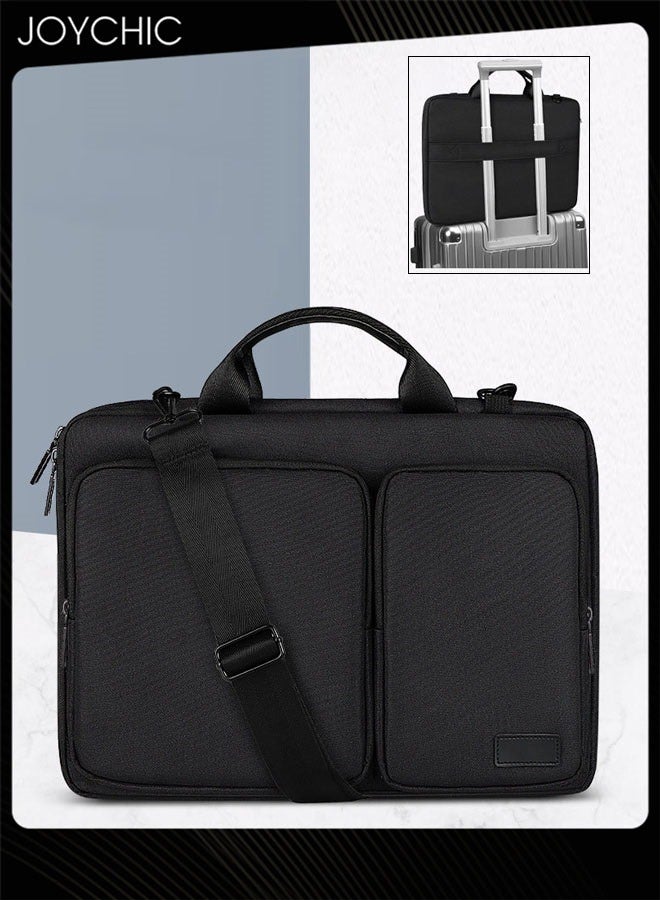 360° Protective Tablet Case Shoulder Bag Large Capacity Carrying Pouch Sleeve Case with Front Pocket Waterproof Vertical Laptop Handbag Fit 13.3 inch for Men Women Work School Travel Black