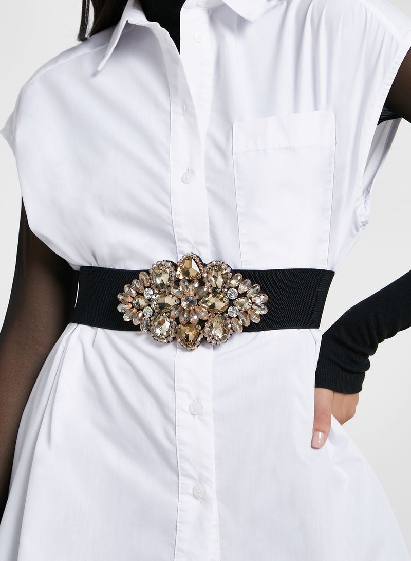 Statement Jeweled Elastic Belt