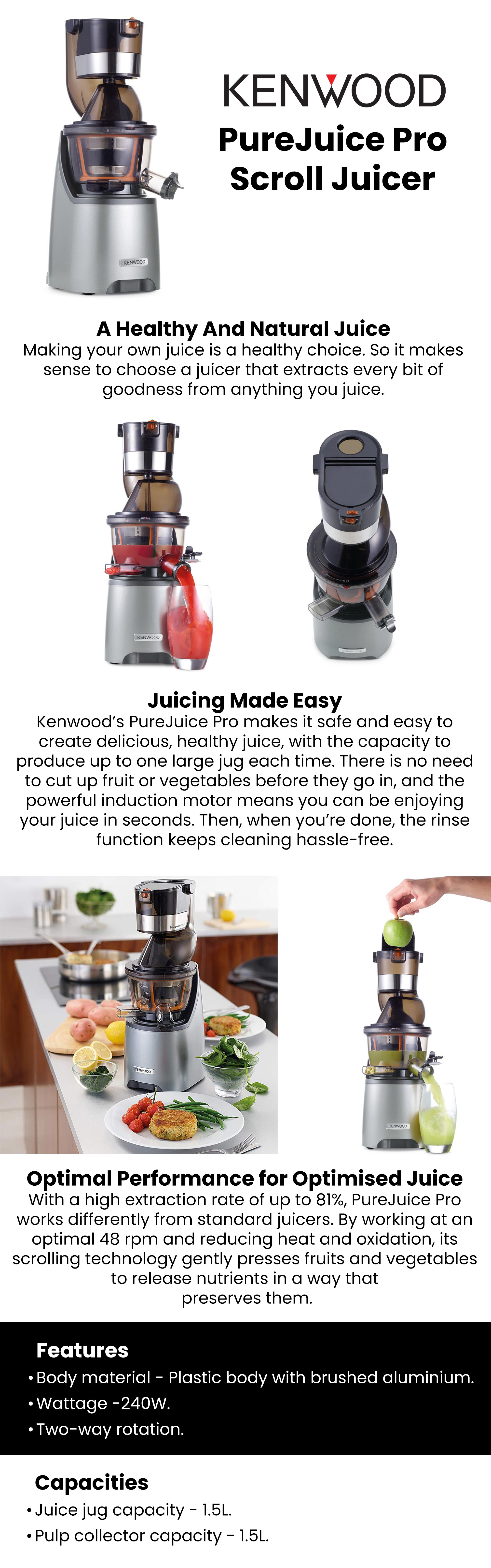 Pure Juice Pro Scroll Juicer 1.5 L 240 W JMP800SI Grey