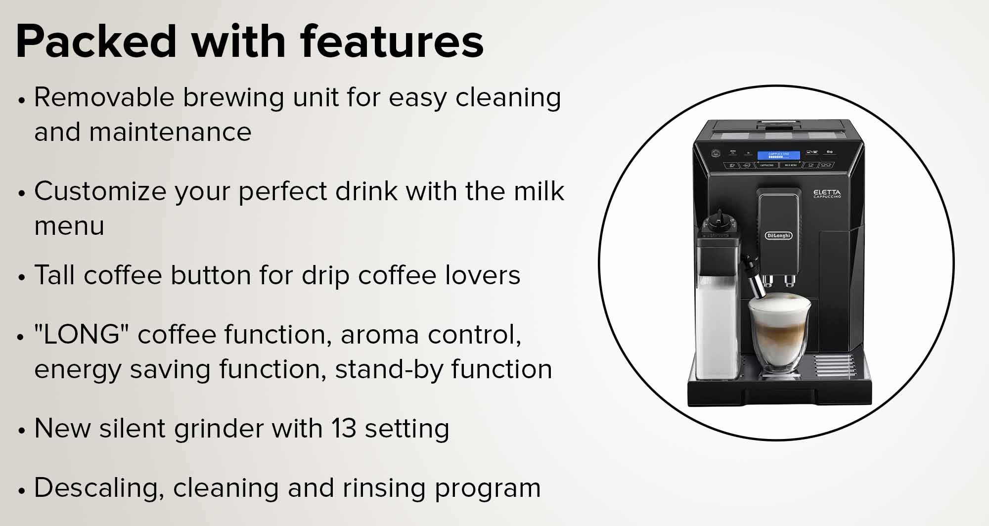 Eletta fully automatic coffee machine 1450.0 W ECAM44.660.B Black