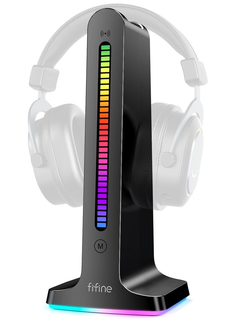 Porodo Gaming RGB Dynamic Sound Lighting Headphone Stand with Cable Storage 300mAh - Black