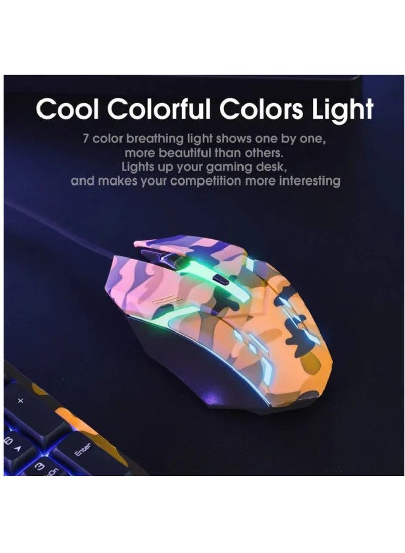 Onikuma TZ3001 3-in-1 RGB Wired Keyboard/ Mouse/ Headset Gaming Combo (Camo Yellow)