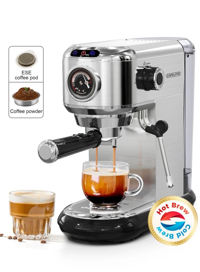 Espresso Machine Hot Cold Extraction 19Bar Coffee Machine For Espresso Powder And ESE Pods 1450W 1.1L