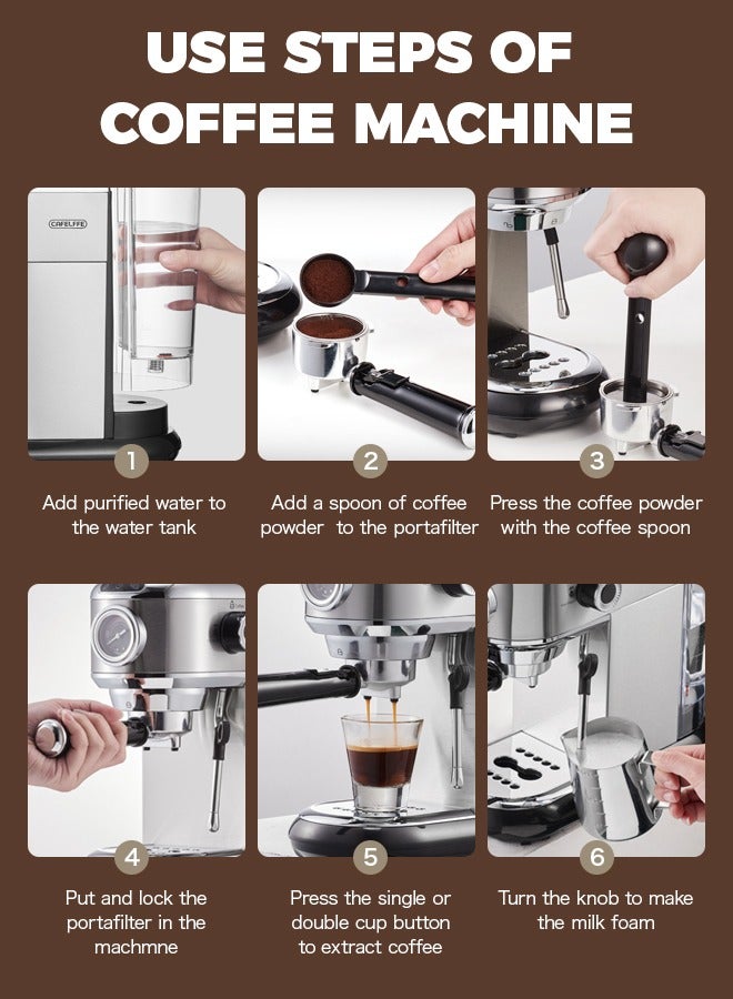 Espresso Machine Hot Cold Extraction 19Bar Coffee Machine For Espresso Powder And ESE Pods 1450W 1.1L