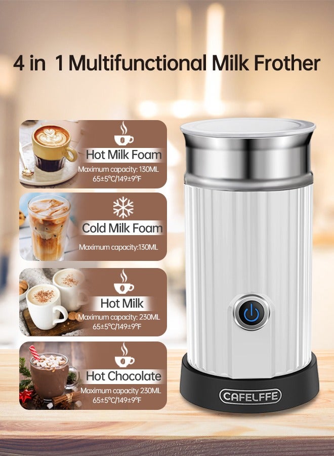 Milk Frother 4 In 1 Electric Milk Steamer Automatic Hot And Cold Milk Foam Machine For Latte Cappuccino And Macchiato 550W 230ML White