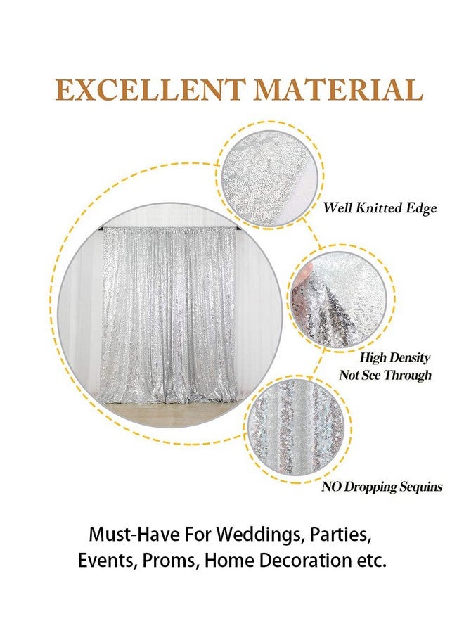 Sequin Curtainbackdrop5Ftx10Ftsilversequin Fabric Photo Booth Backdrop