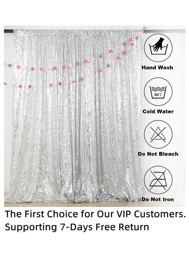 Sequin Curtainbackdrop5Ftx10Ftsilversequin Fabric Photo Booth Backdrop