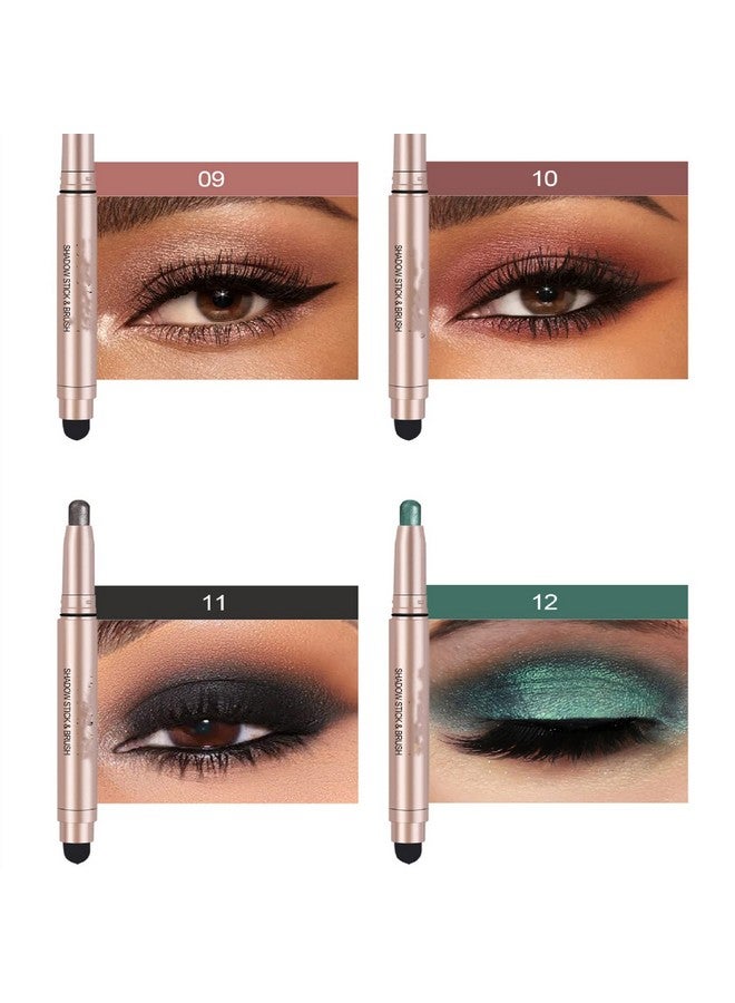 12 Pcs Shimmer Eyeshadow Stick Set Colorful Eye Makeup Eyeshadow Highlighter Pen Waterproof Glitter Cream Eye Shadow Stick Makeup.