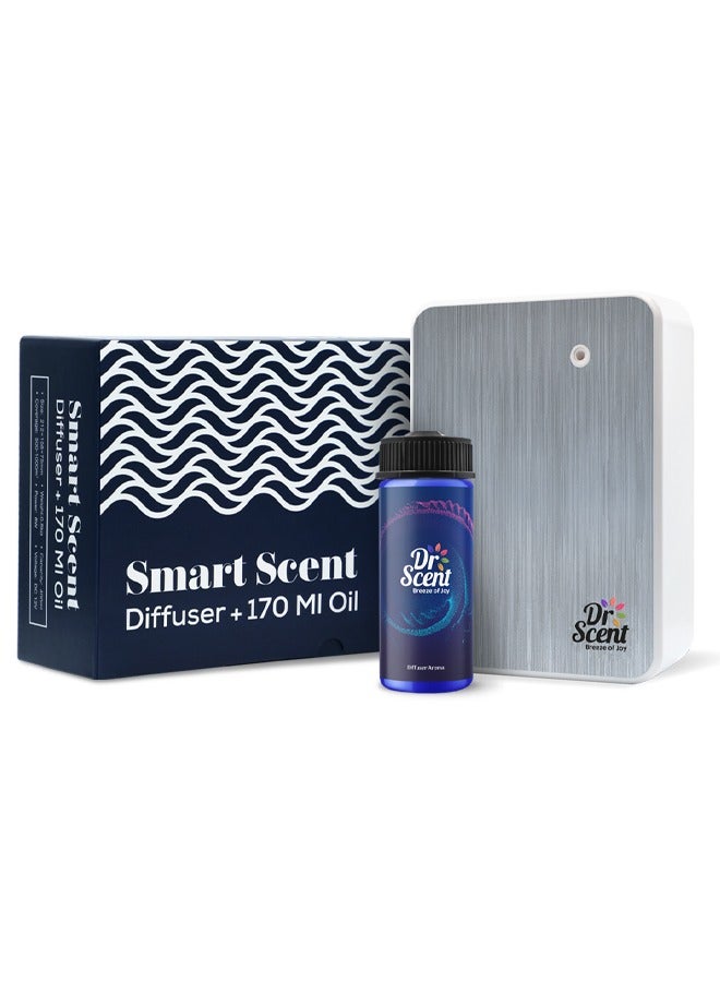 Combo Offer - Dr Scent Essential Oil Smart Scent Diffuser Fragrance Machine (White) With Luxury Diffuser Aroma Oil (170ml)