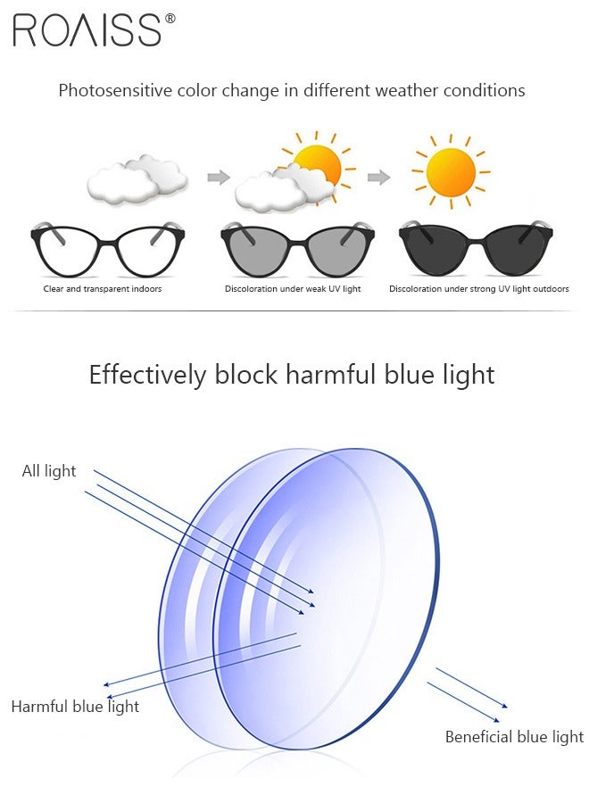 3PCS Blue Light Blocking Sunglasses Anti UV and Glare Blue Light Filter Computer Glasses Cat Eye Color Changing Eyewear for Men Women