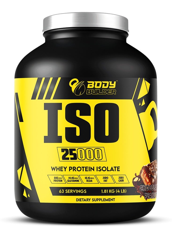 Body Builder ISO 25000, Lean Muscles Growth, Rapid absorption of protein, Support Recovery, Chocolate Peanut Flavor, 4 Lbs