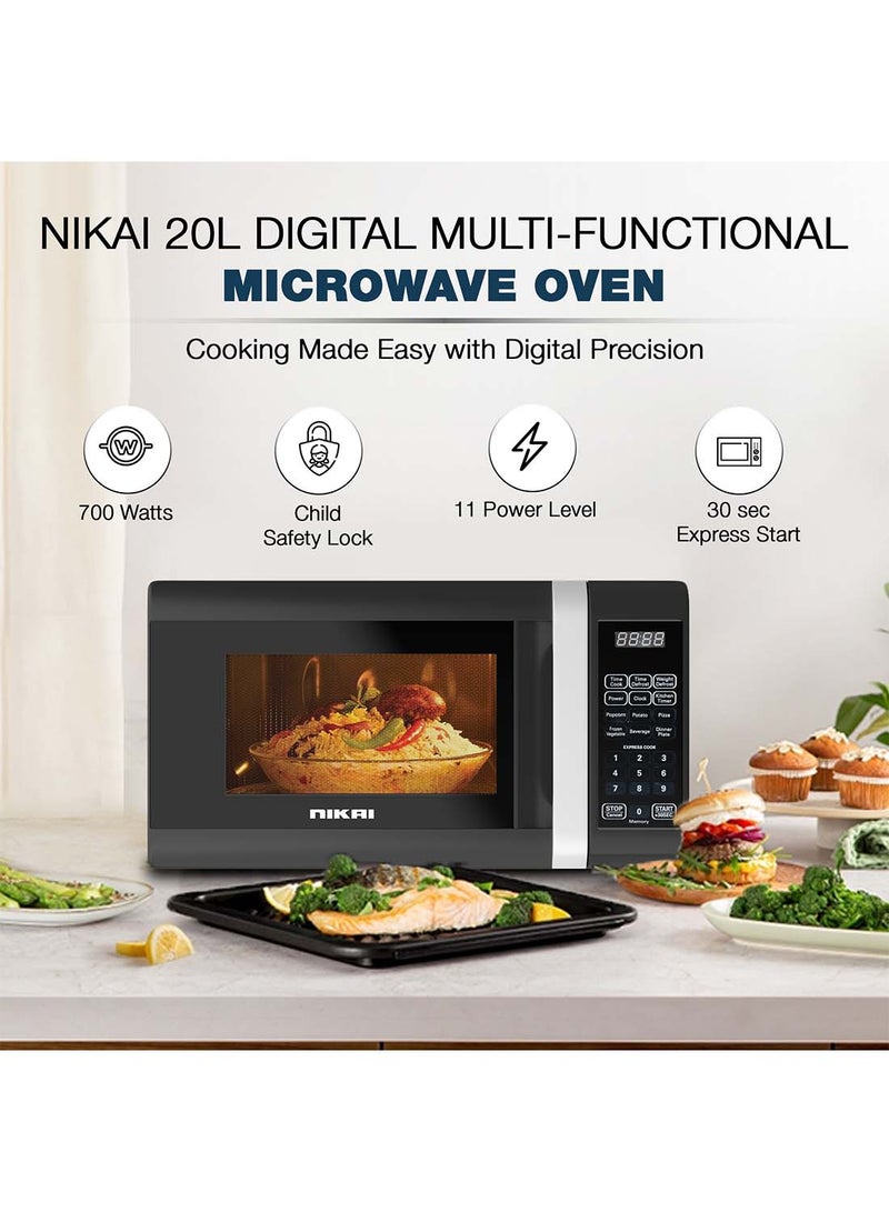 Microwave Oven, Digital Touch Control, Child Safety-Lock, 10/11 Power Levels And 6 Auto Menus, Cooking End Signal, Touch Control Panel, Convenient Pull Hand Door 20 L 700 W NM02010DBX Black