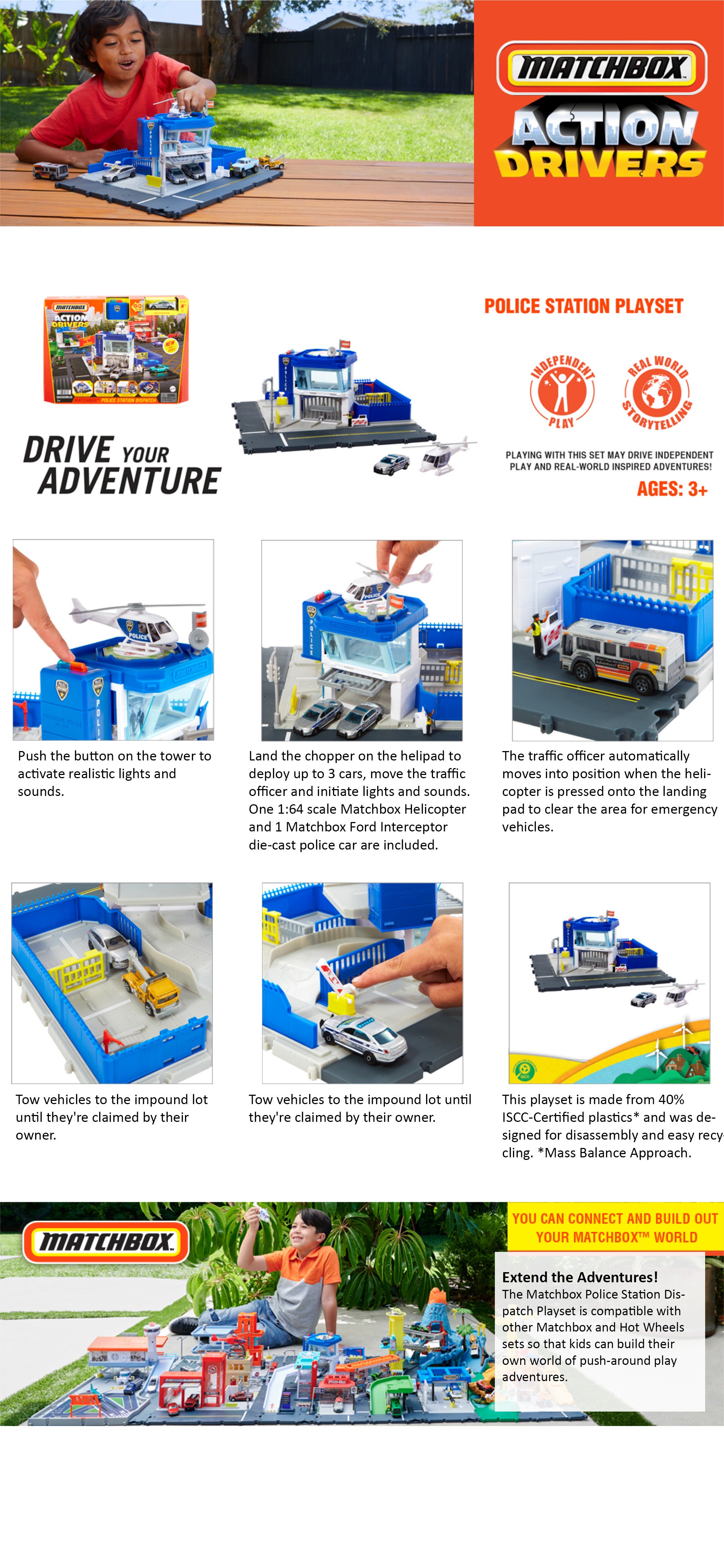 Mbx Action Drivers Police Station Playset