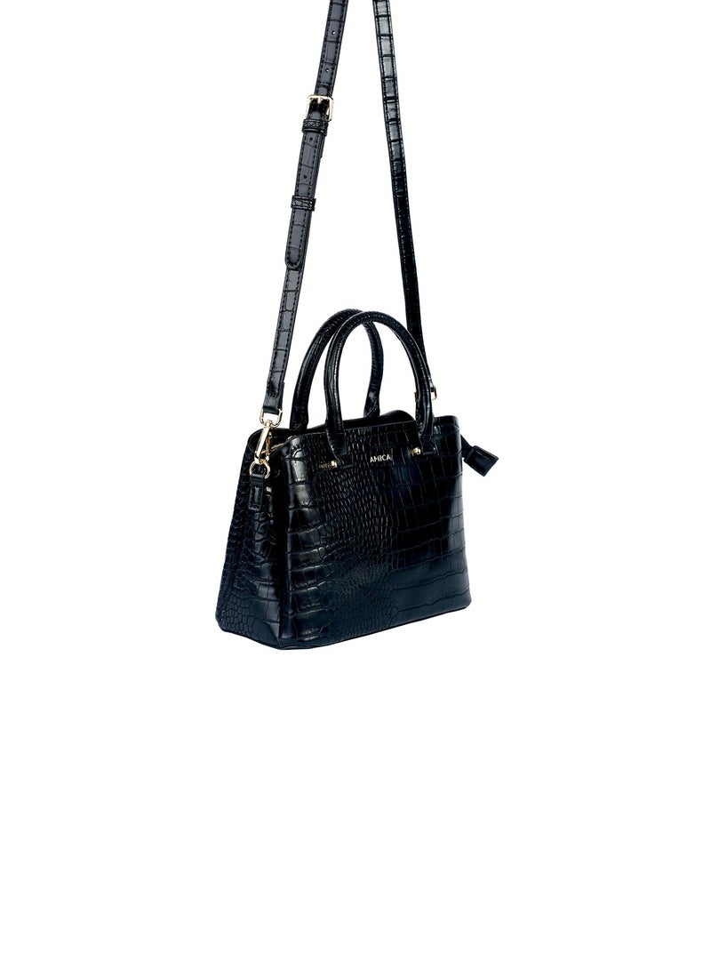 Daphne Reptile Textured Vegan Leather Ladies Shoulder Crossbody Handbag