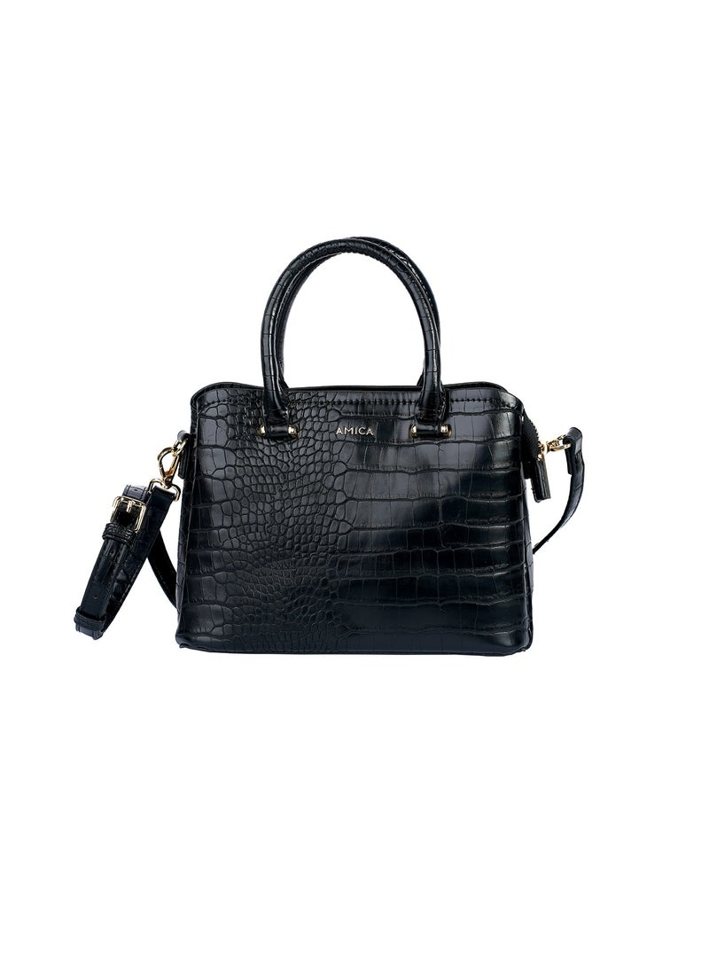 Daphne Reptile Textured Vegan Leather Ladies Shoulder Crossbody Handbag