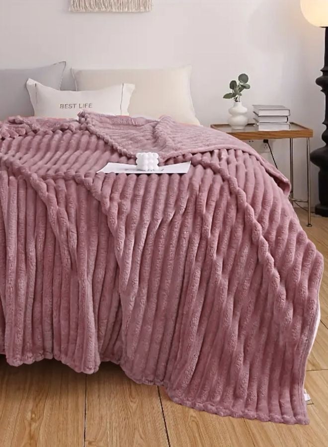 Throw Striped Blanket Super Soft, Purple Color