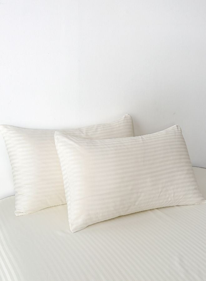 Premium King Size 6-Piece Bedding Set Without Filling Powder White  Satin Striped Design