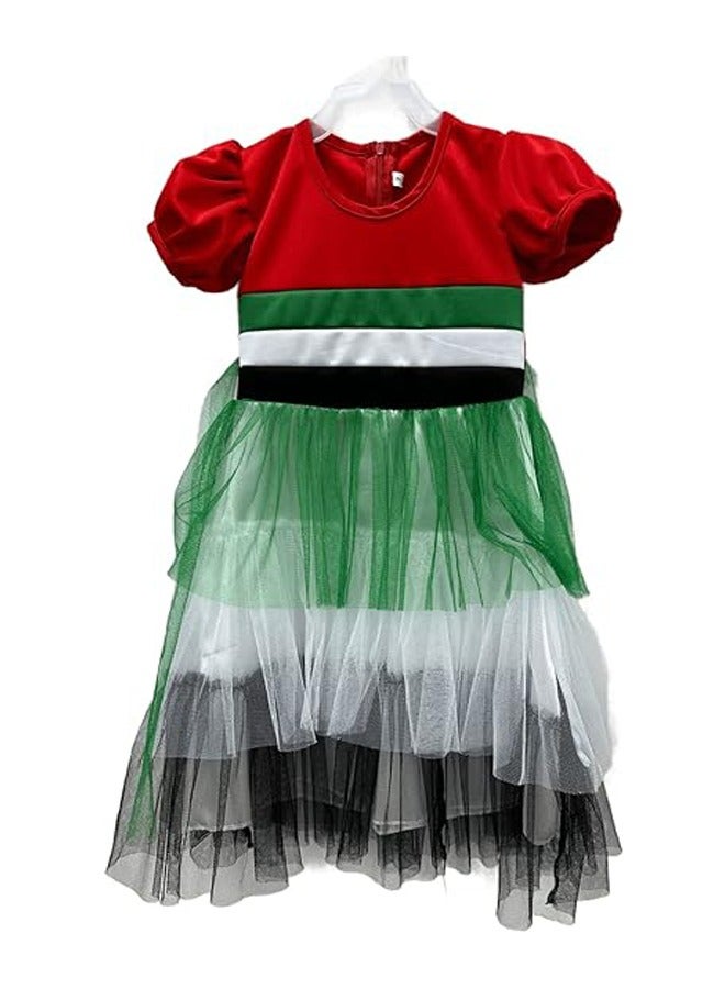 Brain Giggles UAE National Day Dress For Girls UAE Flag Dress Design (2-4 years)