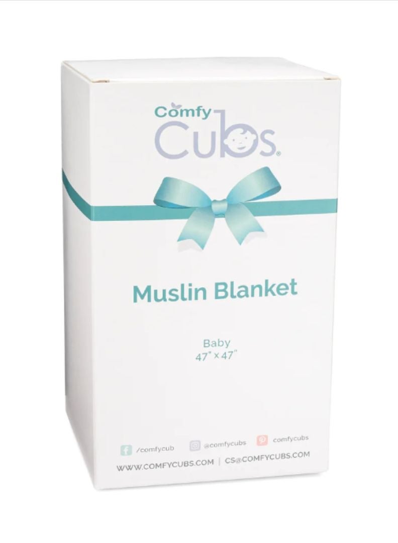 Comfy Cubs 2 Pack Baby Hooded 9 Layer Muslin Cotton Towel and Baby Muslin Blanket Bundled Sky Blue