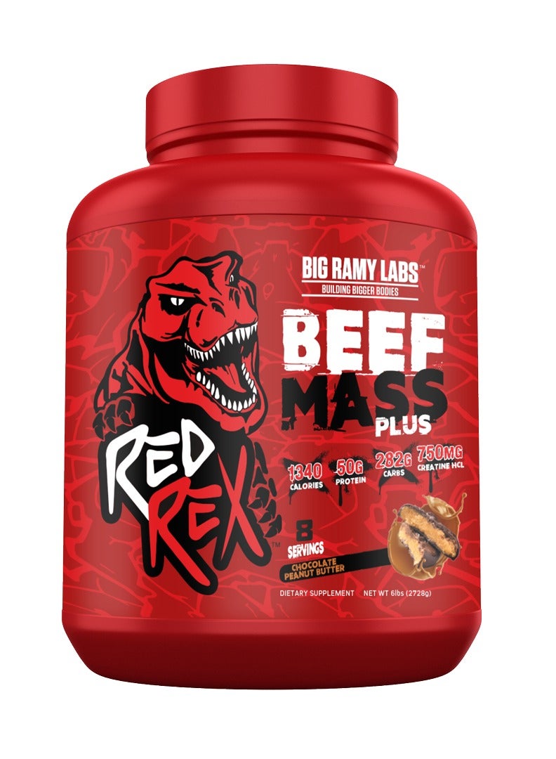 REd Rex Beef Mass Plus Provides Energy For Strength Gains, Chocolate Peanut Butter Flavor, 6 Lb