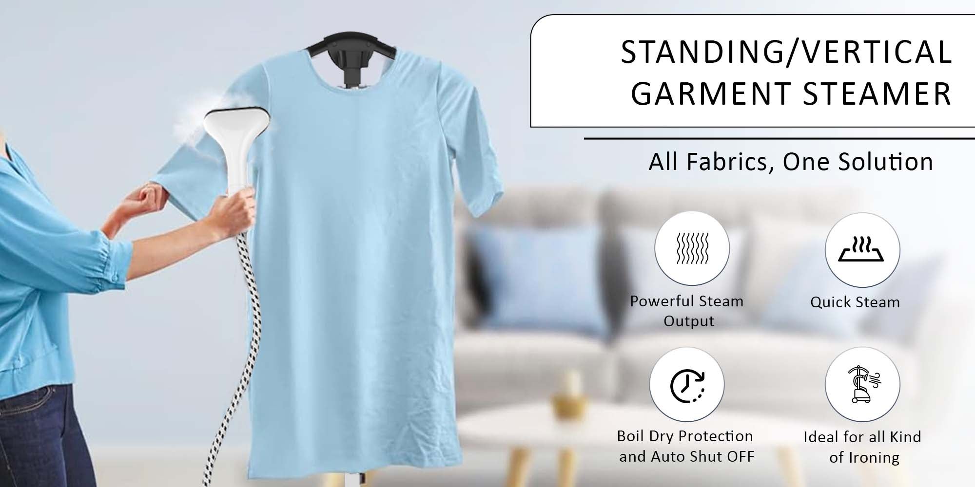 Garment Steamer With Suit Hanger System, 2 Steam Levels, Overheating Protection, Wrinkle-Free, High-Quality Telescopic Poles, 50Min Steam, Ideal For Home And Business Use 1.6 L 1800 W NGS566A White