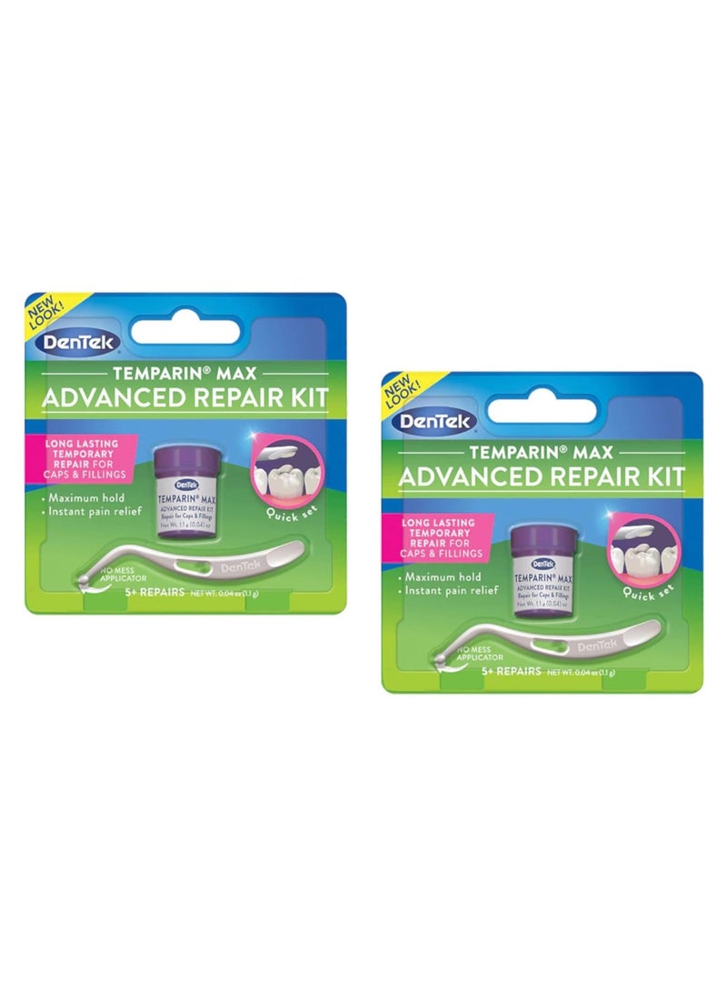 Temparin Max Lost Filling and Loose Cap Repair Kit One Step Formula 5+ Repairs 0.04 Ounce 2Pack