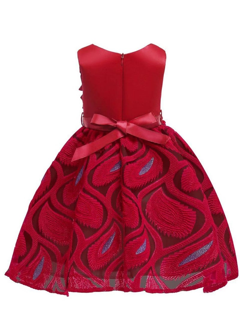 Best Gift New Fashion Party Girl's Ceremonial Dress Red Color