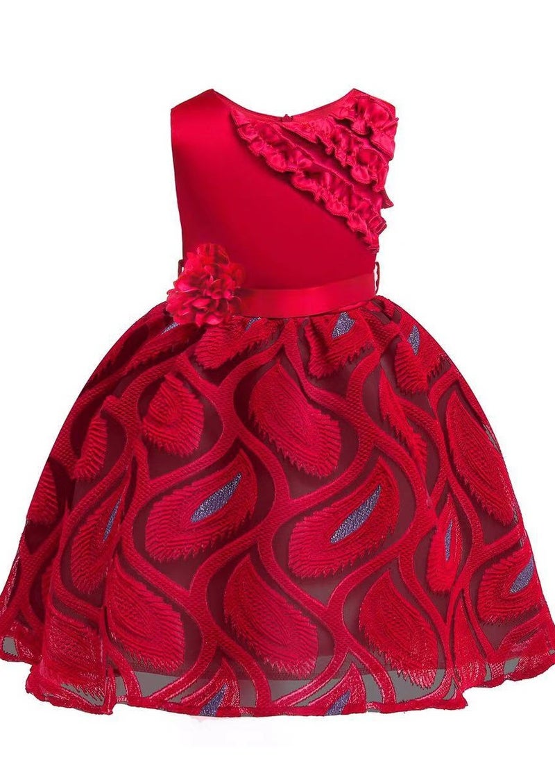 Best Gift New Fashion Party Girl's Ceremonial Dress Red Color