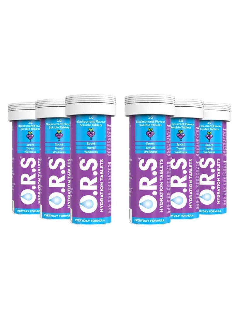 Ors Hydration Tablets With Electrolytes Vegan Black Currant Flavor 12 Count Pack Of 6