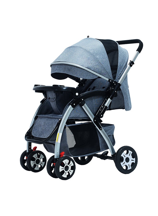 Baby Carriage With Large Sitting And Lying Space - Grey