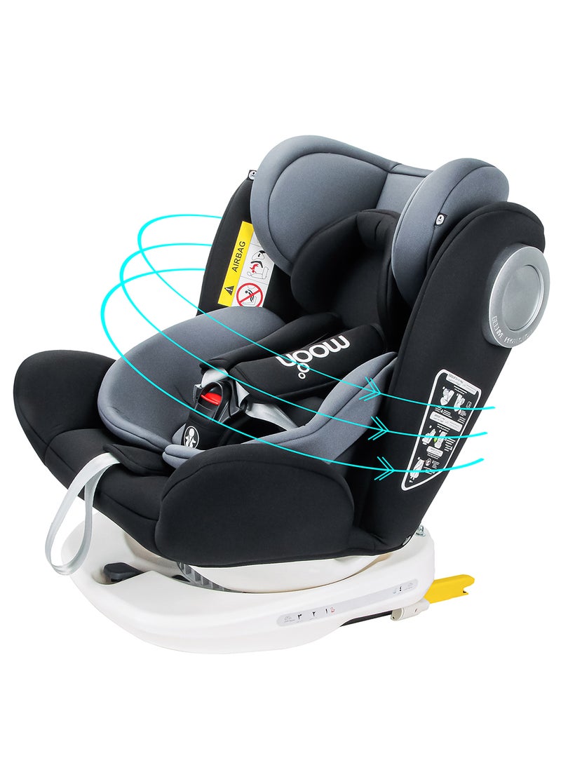 GYRO Baby Car Seat for Child Group 0+/1/2/3 (0-36 kg/0-12 Year) ISOFIX+ Top Tether Rotation 360° - Black