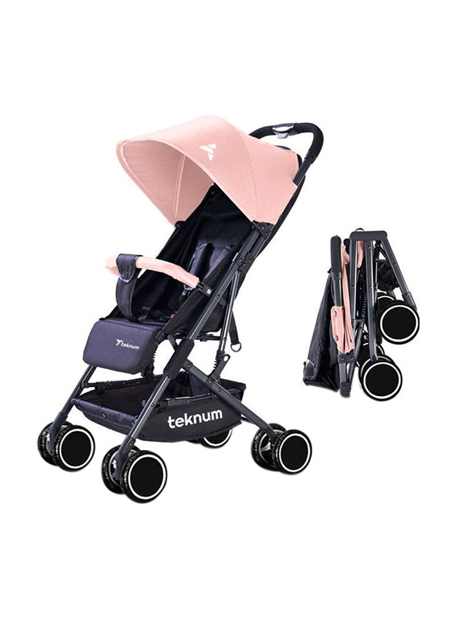 Yoga Traveller Lightweight Stroller Extra Wide Seat, 360° Rotating Wheels, And Single Hand Fold, - Pink