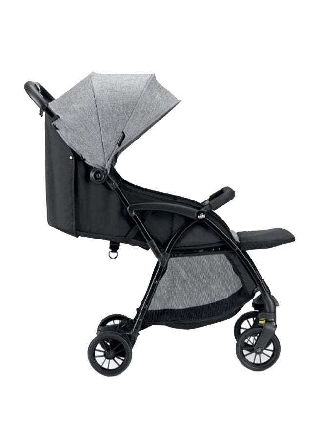 Easy To Carry Super Compact Folding Giramondo Stroller With Adjustable Seat, Four Wheels, Aluminium Frame, 5-Point Safety Harness, Ash Grey