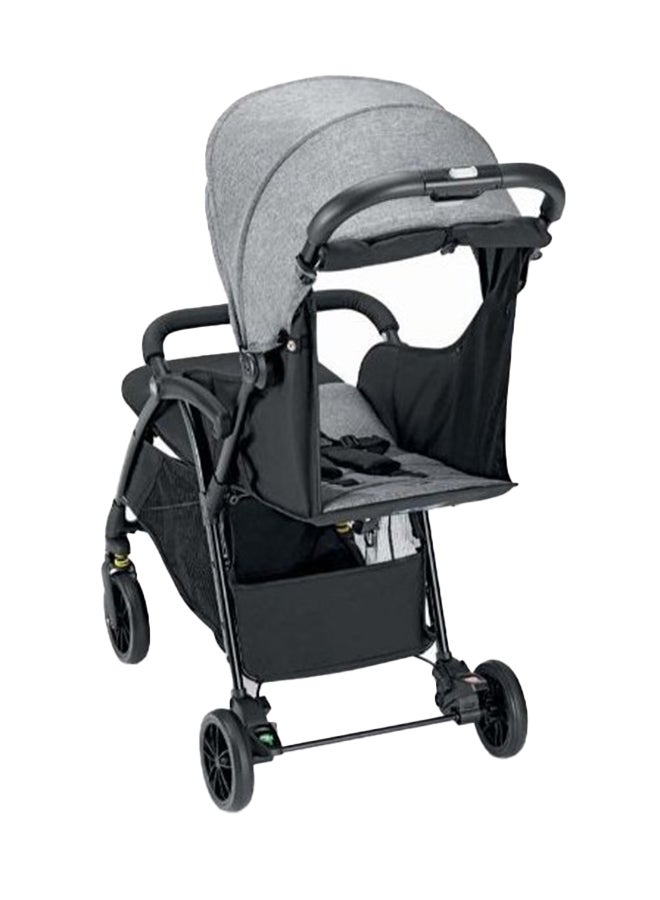 Easy To Carry Super Compact Folding Giramondo Stroller With Adjustable Seat, Four Wheels, Aluminium Frame, 5-Point Safety Harness, Ash Grey