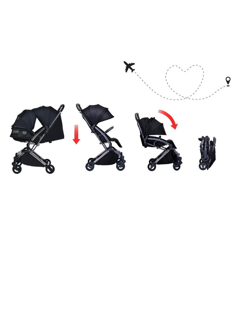 Youbi Toddler German Travel Light Stroller-Black with New Born Attachment