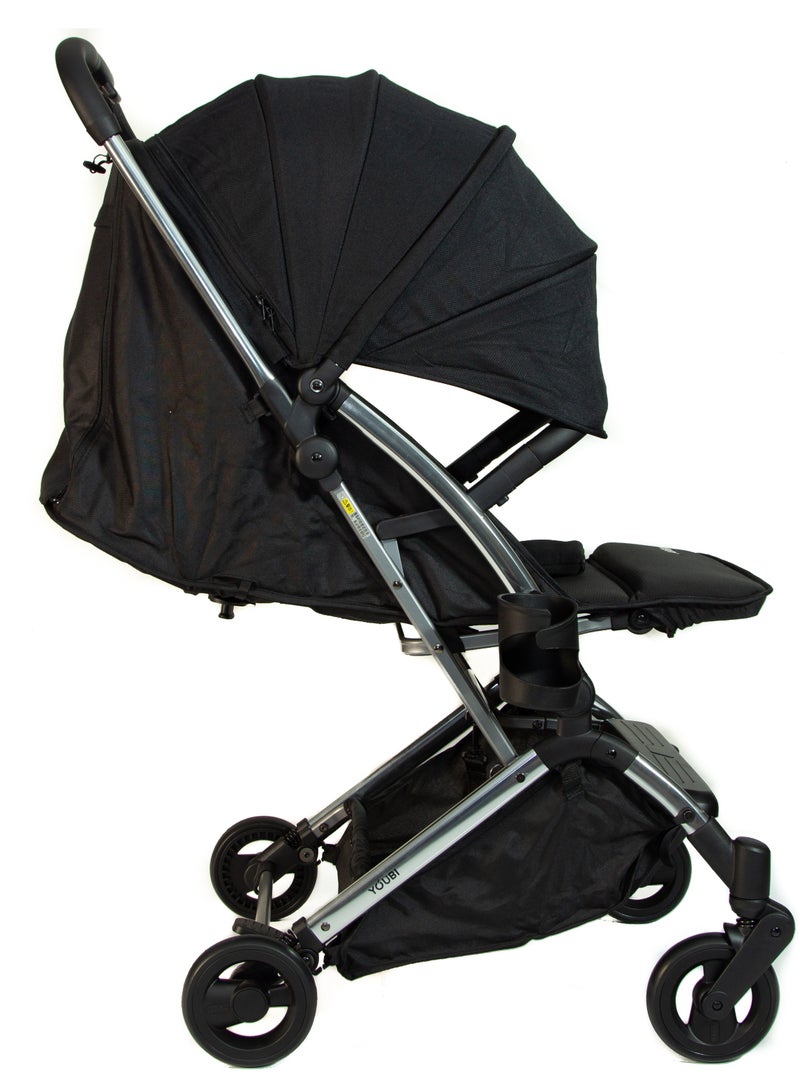 Youbi Toddler German Travel Light Stroller-Black with New Born Attachment