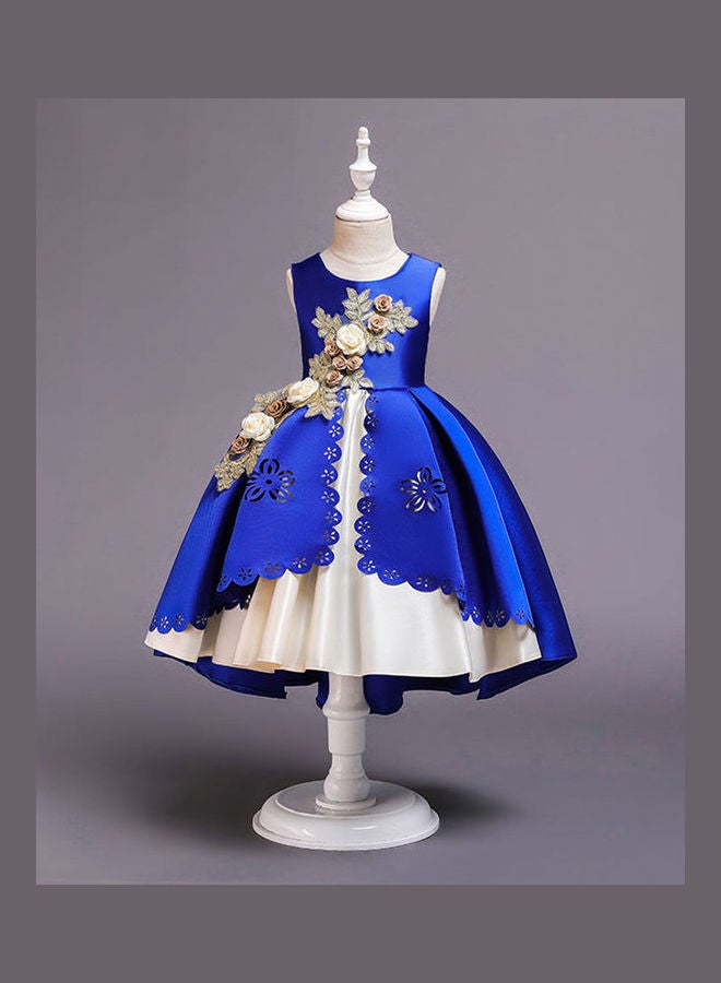 Floral Design Princess Dress Blue/White
