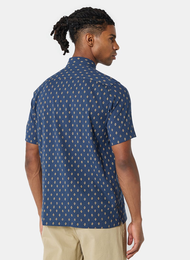 Diamond Print Shirt Navy