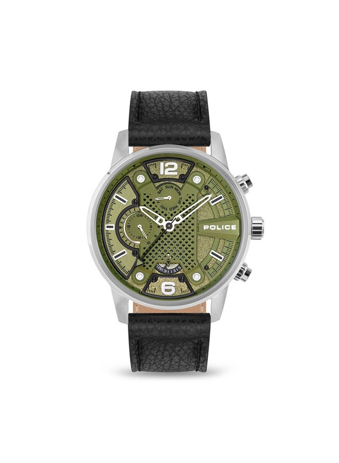 Men's Lanshu Chronograph Leather Wrist Watch PEWJF2203305 - 48mm - Black