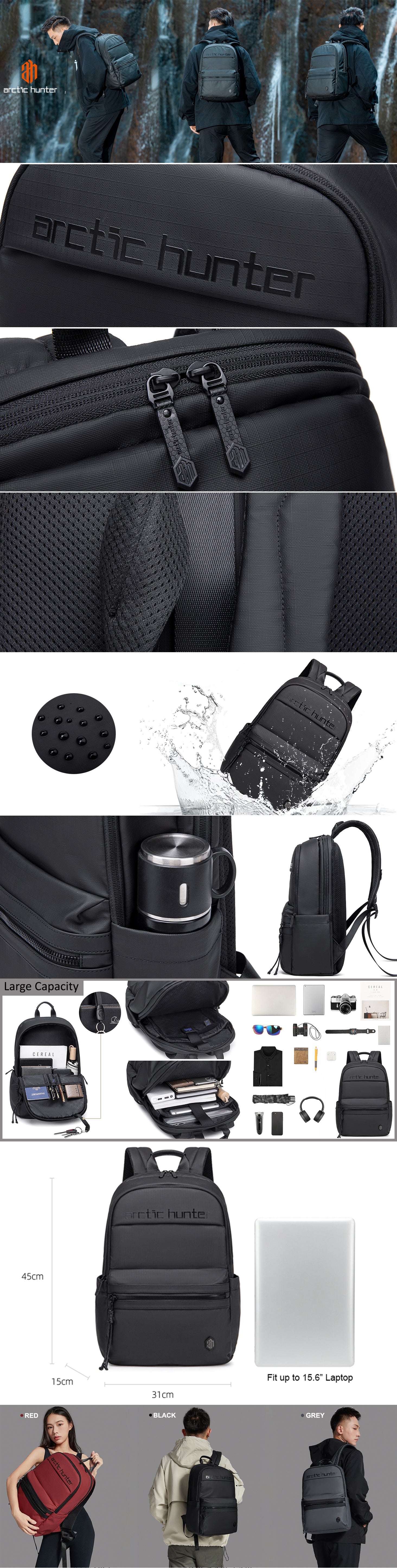 Premium Laptop Shoulder Backpack Water/Scratch Resistant Daypack for Men and Women B00536 Black