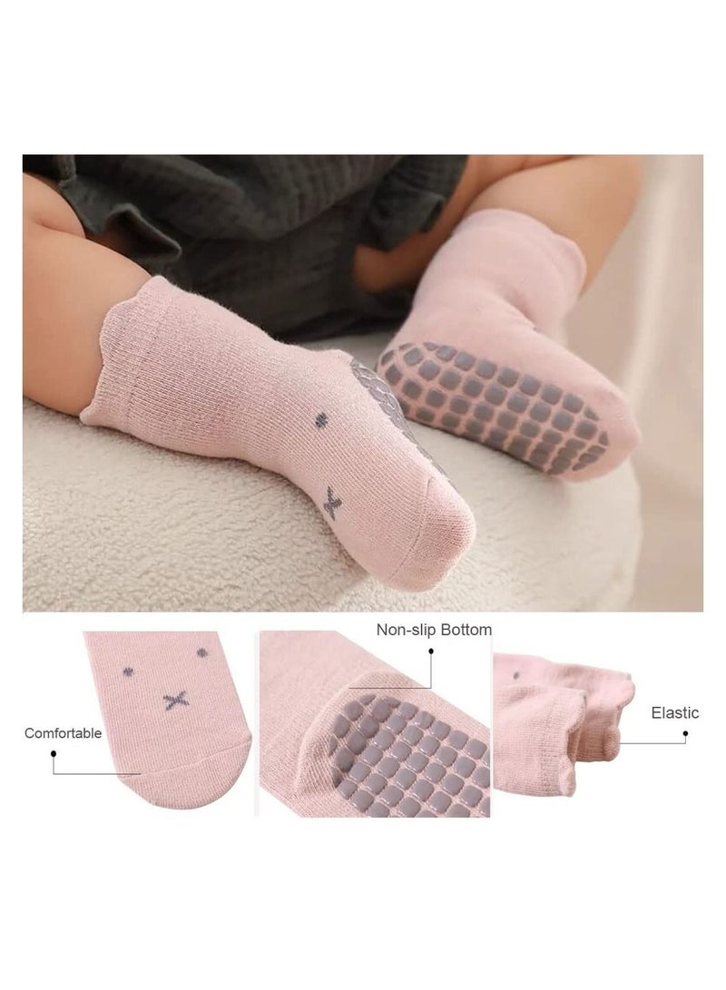 SYOSI Baby Socks for Girls Boys 5 Pairs Cute Animal Cartoon Toddler Kids Anti-Slip