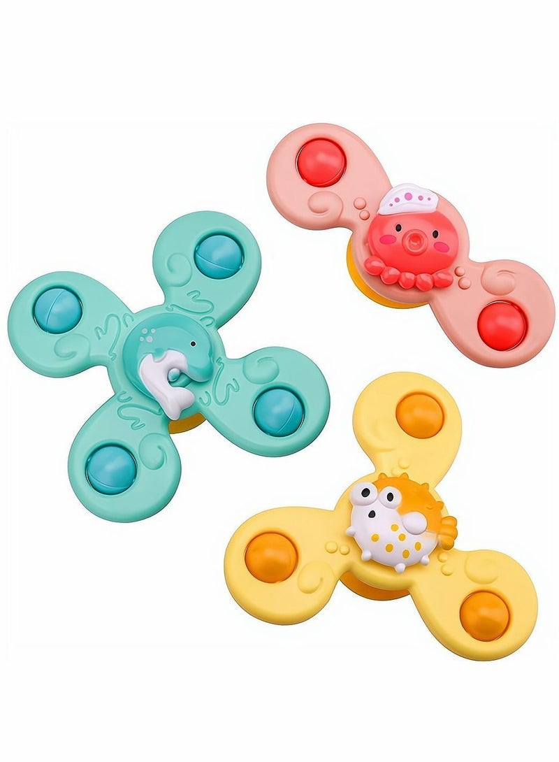 Baby Cup Spinner Toy with Suction 3 Pack Bath Toys Cartoon Spinning Lovely Gift for and Children