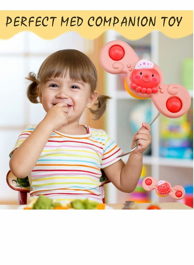 Baby Cup Spinner Toy with Suction 3 Pack Bath Toys Cartoon Spinning Lovely Gift for and Children