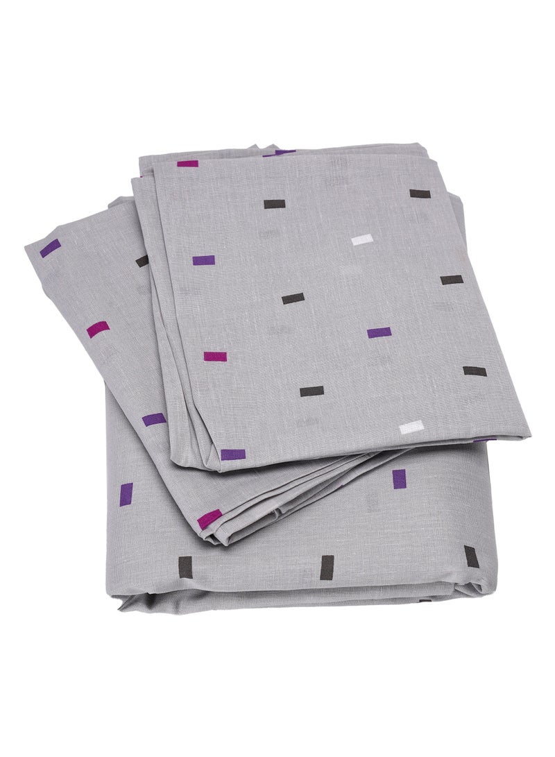 3 Piece Hometex Design 100% Cotton King Size  Printed Flat Sheet Set ARDOISES ET AMETHYSTES - 1 Flat Sheet (240x260 cm) + 2 Pillow Covers (50x80 cm)