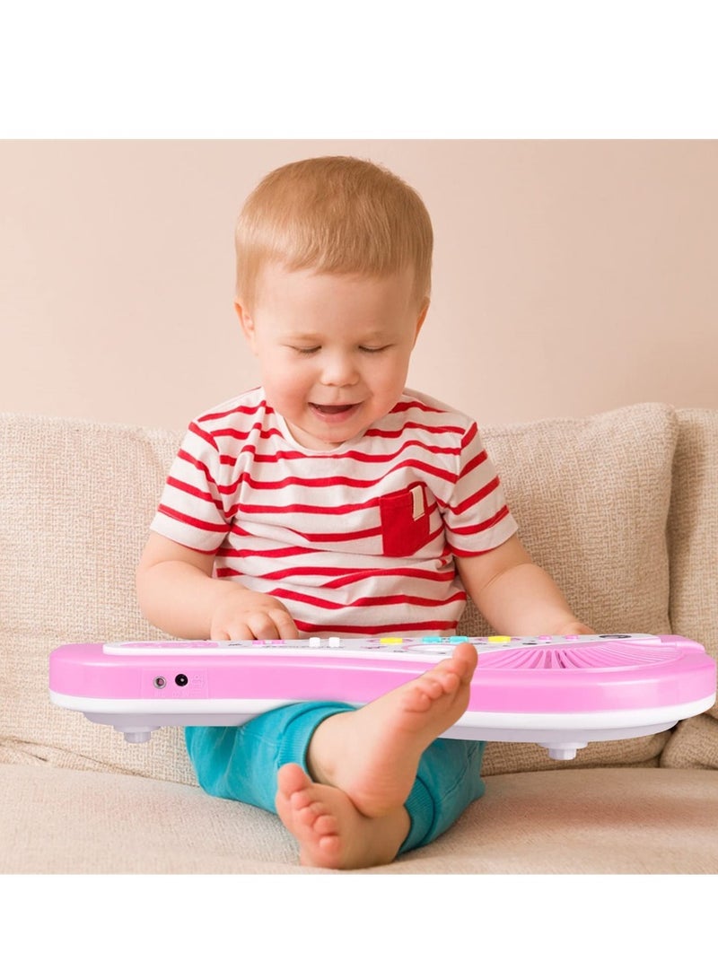 Kids Piano Keyboard, Piano for Kids with Microphone Portable Electronic Keyboards for Beginners 37 Keys Musical Toy for Baby Girls Birthday Gift 3 4 5 6 7 Year Old Kids Toy Piano (Pink)