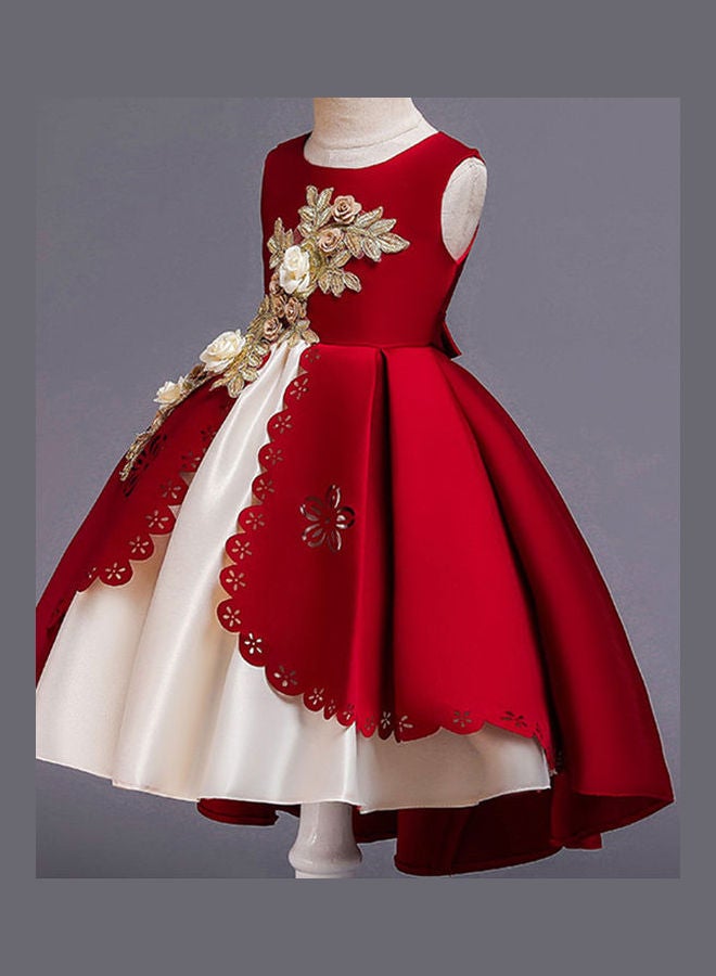 Floral Design Princess Dress Red/White